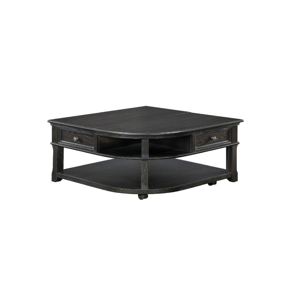 Benjara Riel Cocktail Coffee Table w Storage, 38 Inch Lift Top, Charcoal Black
