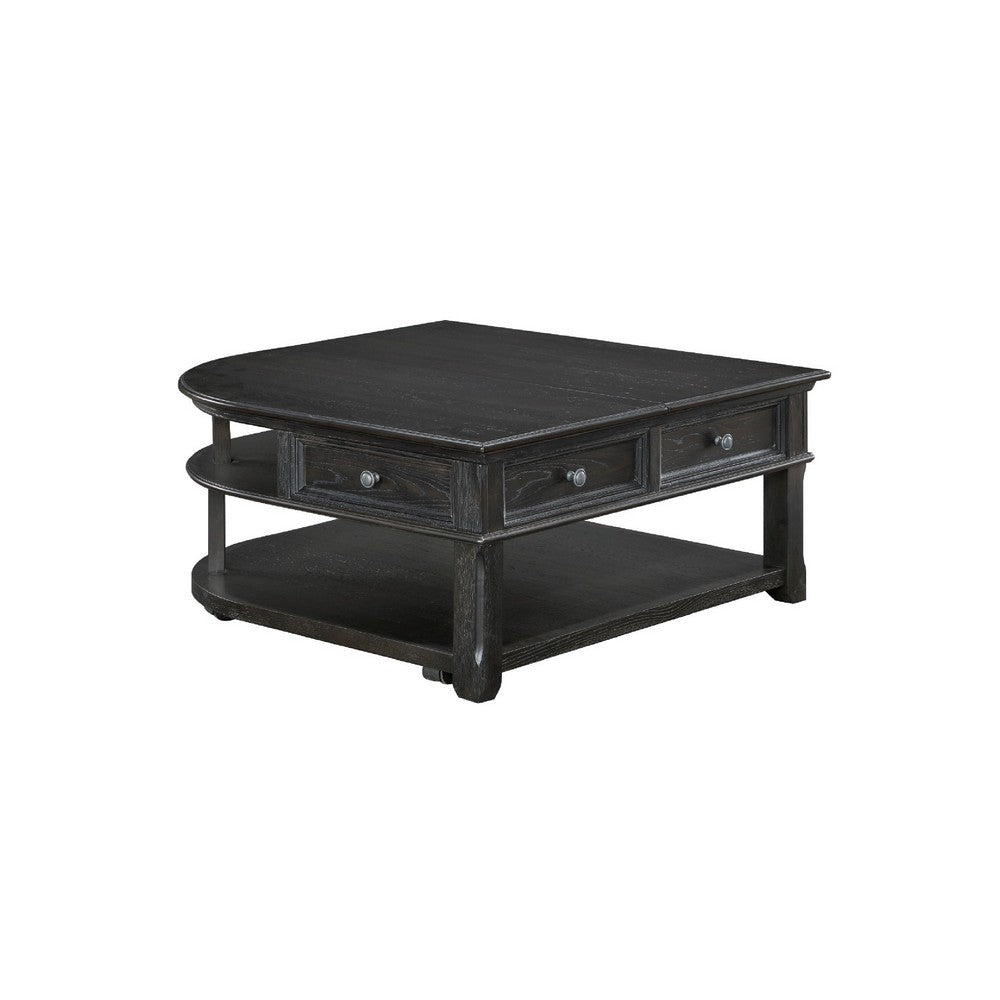 Benjara Riel Cocktail Coffee Table w Storage, 38 Inch Lift Top, Charcoal Black