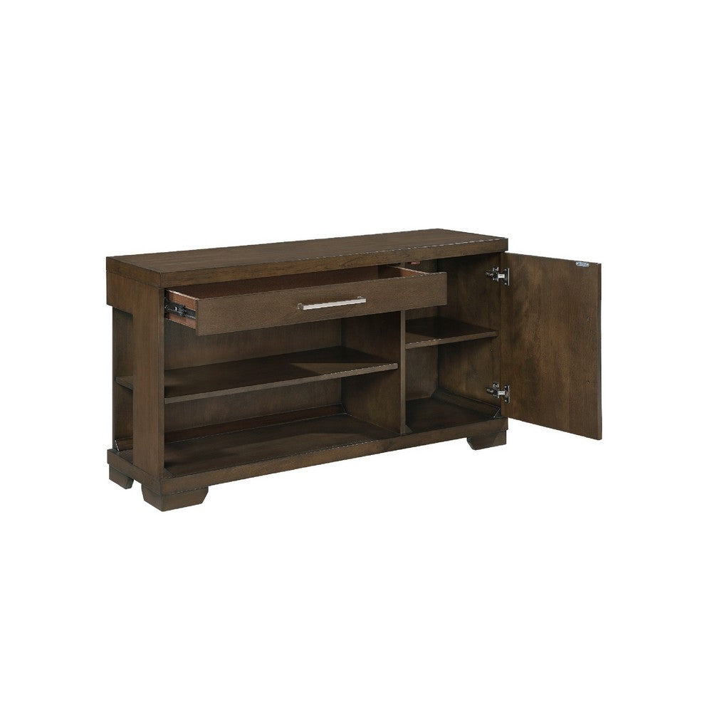 Benjara Duny Sofa Console Table, 50 Inch, 1 Drawer with 1 Cabinet, Espresso Brown