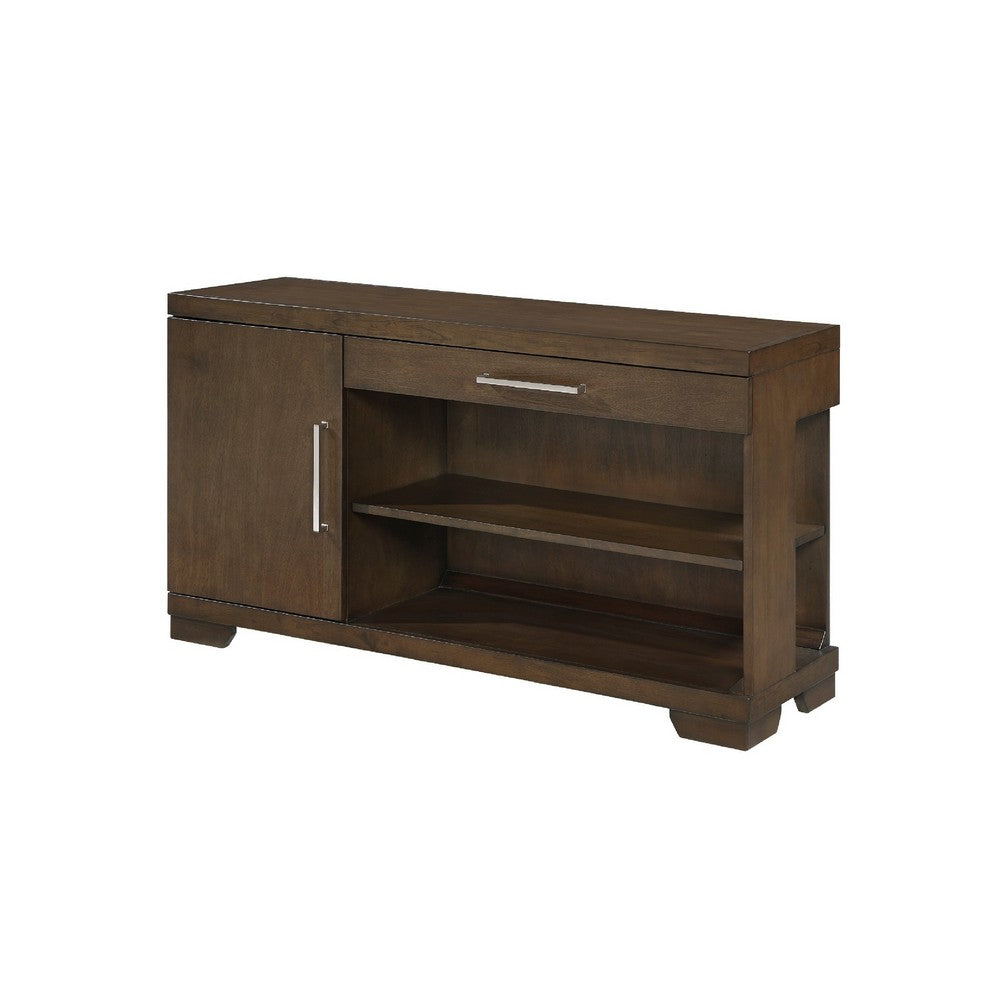 Benjara Duny Sofa Console Table, 50 Inch, 1 Drawer with 1 Cabinet, Espresso Brown