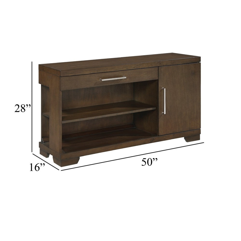 Benjara Duny Sofa Console Table, 50 Inch, 1 Drawer with 1 Cabinet, Espresso Brown