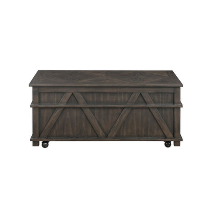 Benjara Leky Coffee Table, 44 Inch, 1 Lift Top with Shelf Underneath, Brown