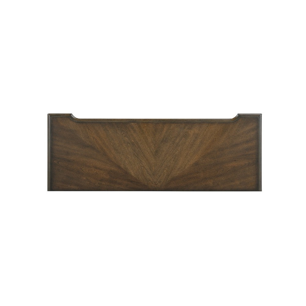Benjara Rox Sofa Console Table, 50 Inch Top, 2 Drawers w Bronze Knobs, Brown