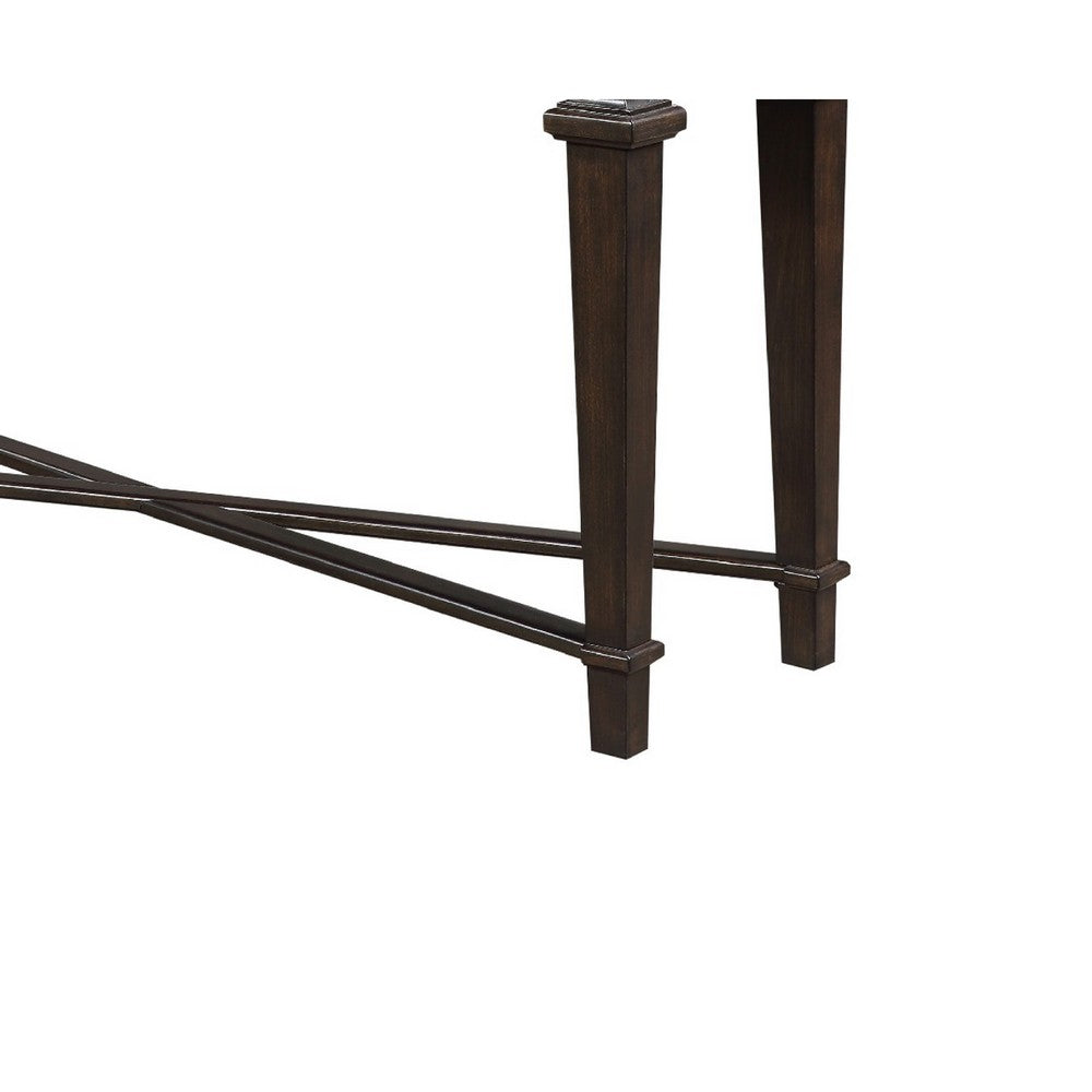 Benjara Tabby Sofa Console Table, 56 Inch Top, Cross Stretcher, Espresso Brown