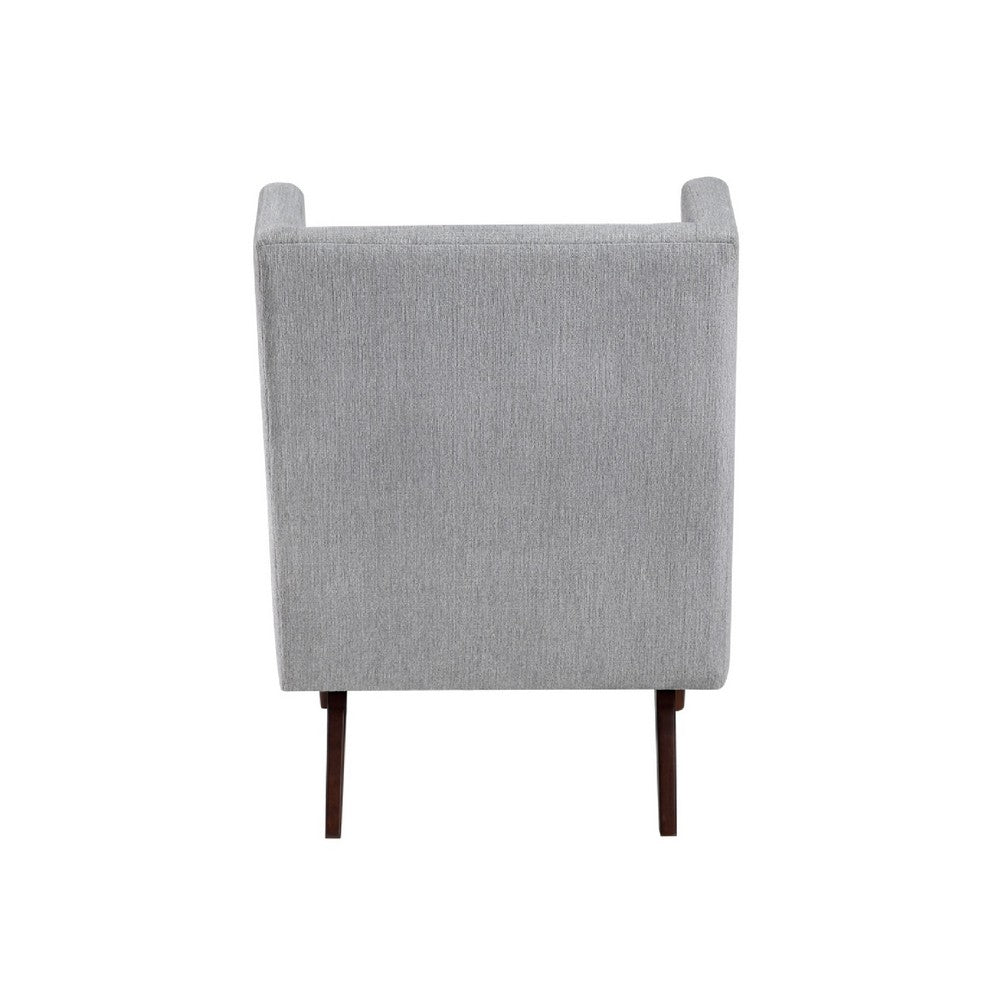 Benjara Joen Accent Chair, High Wing Backrest, Gray Chenille, Wood Legs