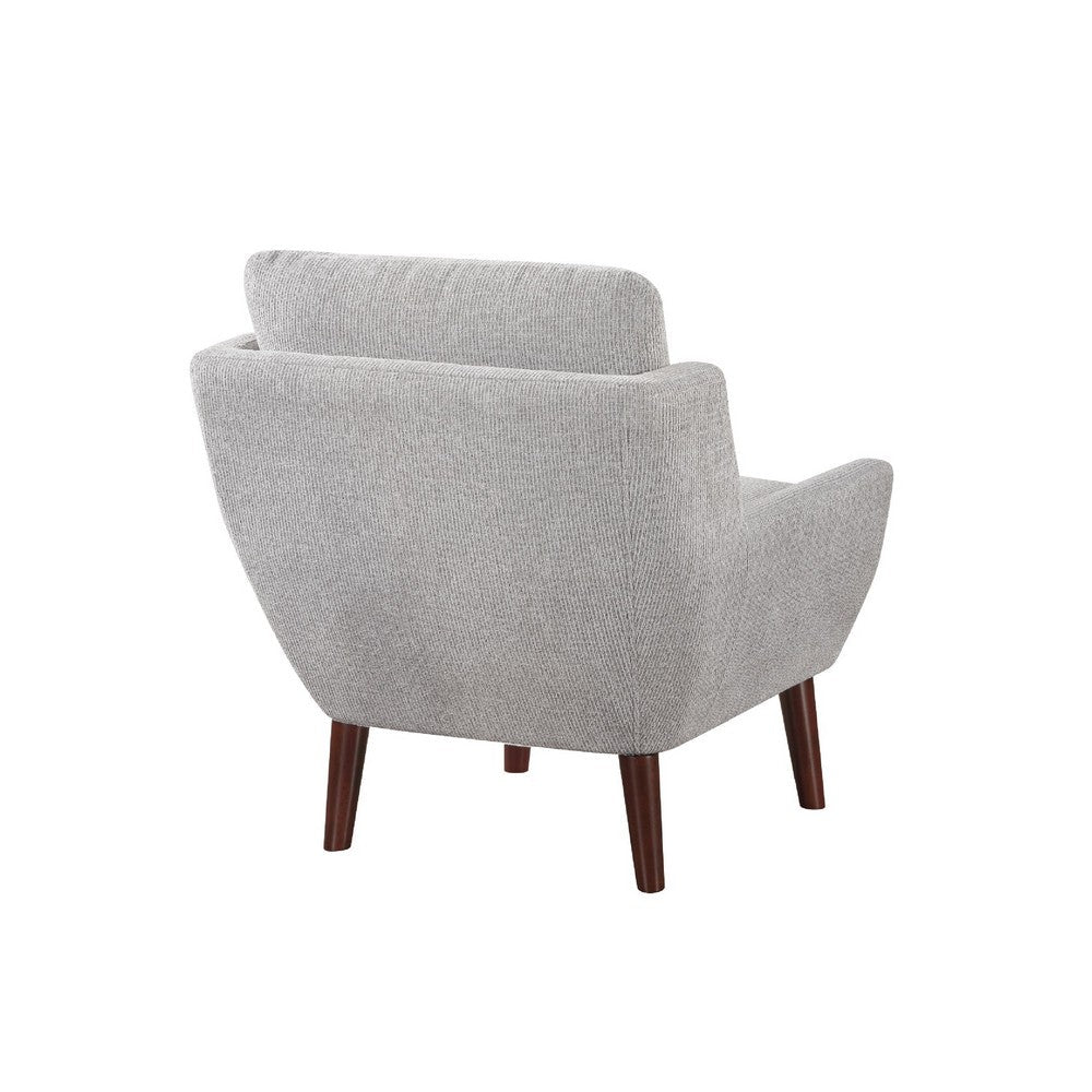 Benjara Veny Accent Armchair, Soft Gray Chenille, Solid Wood Angled Legs