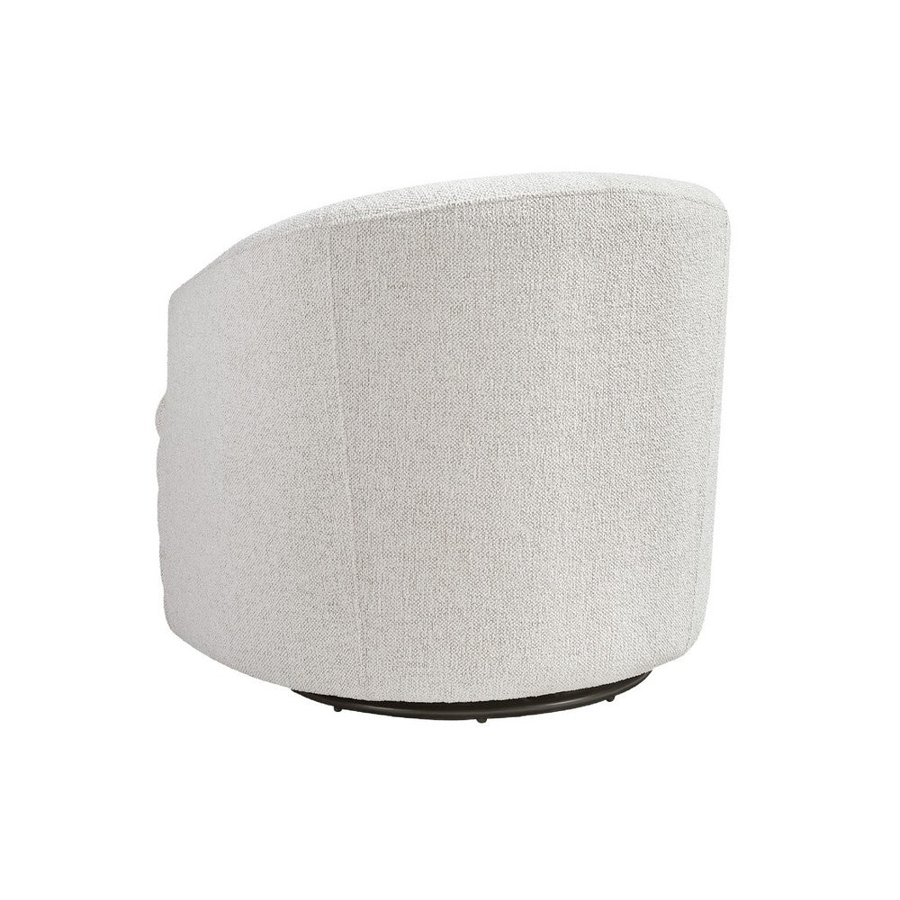 Benjara Vinn Swivel Accent Armchair, Barrel Design, Beige Chenille Fabric