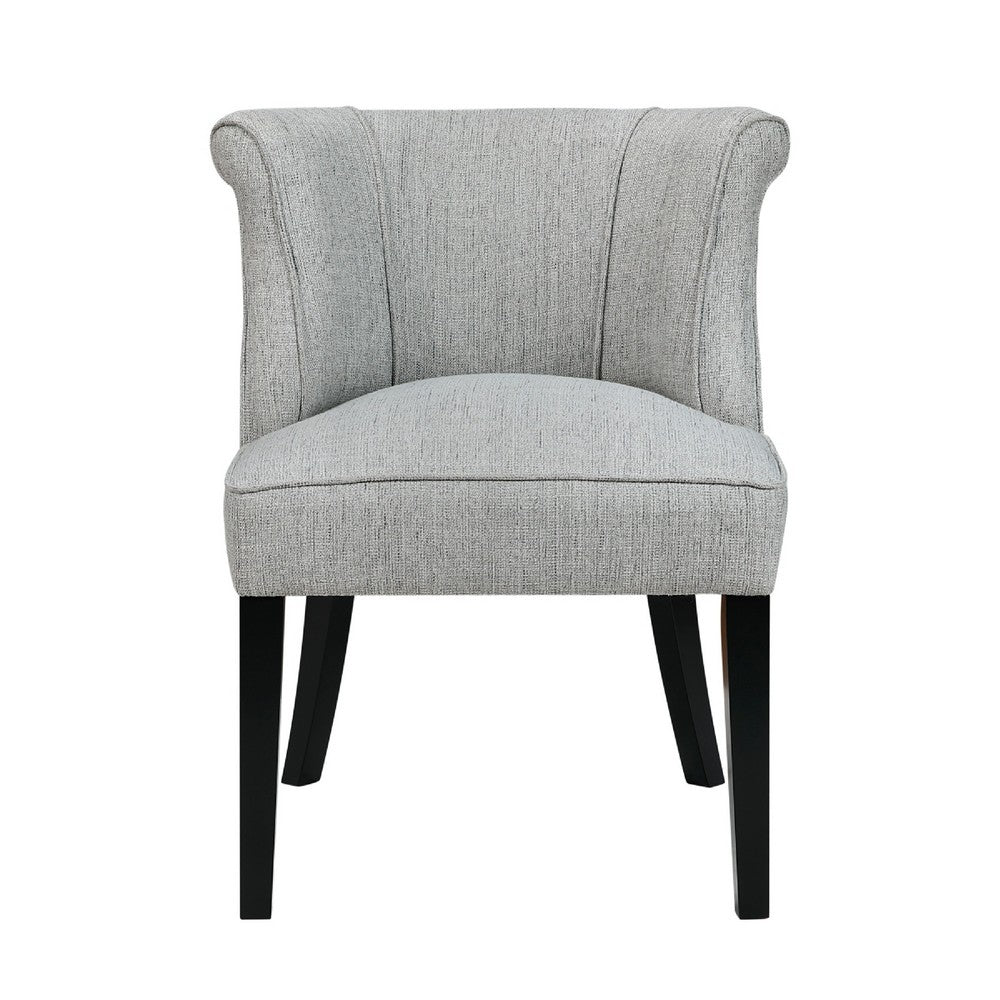 Benjara Vasu Accent Chair, Vertical Accents on Curved Back, Gray Polyester