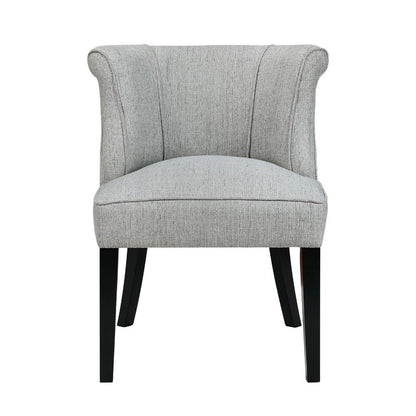 Benjara Vasu Accent Chair, Vertical Accents on Curved Back, Gray Polyester