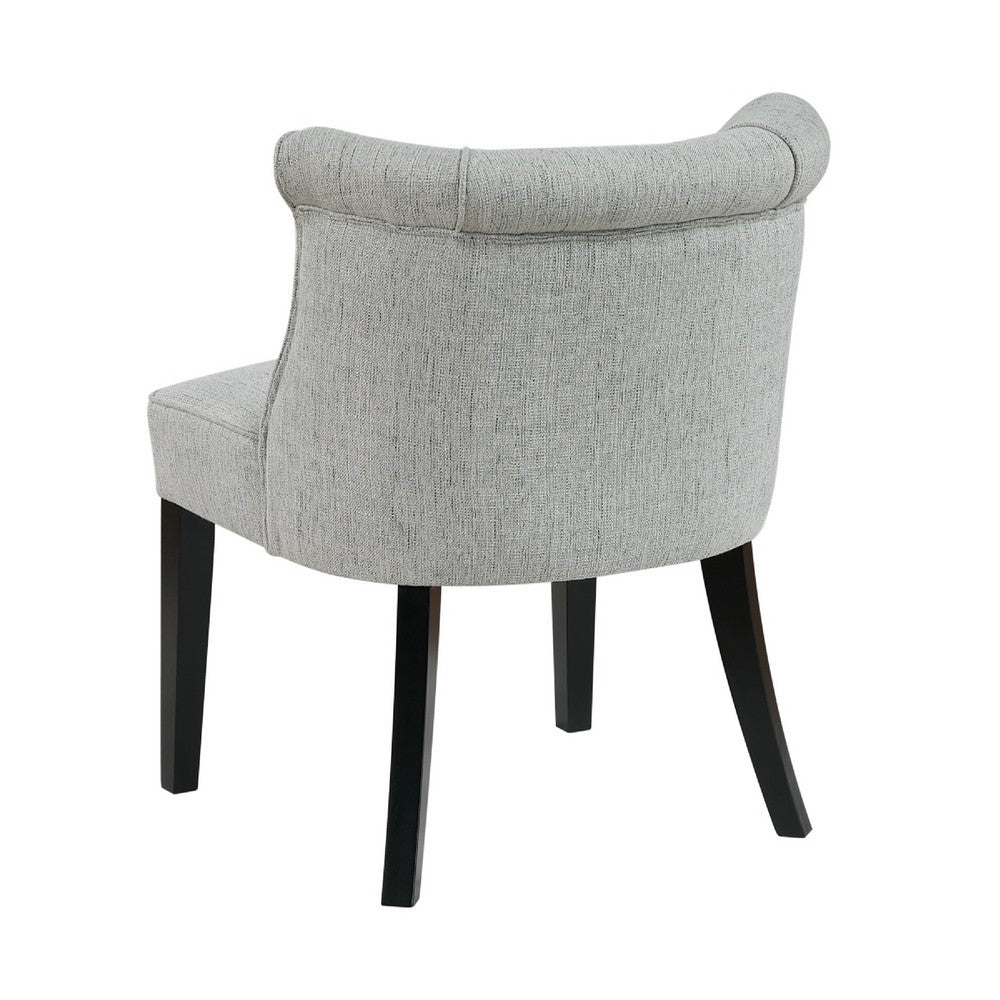Benjara Vasu Accent Chair, Vertical Accents on Curved Back, Gray Polyester