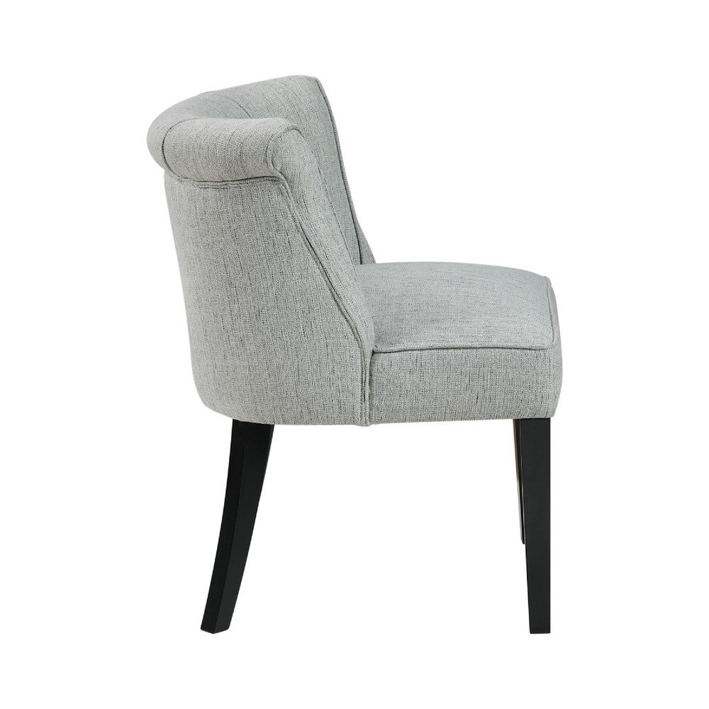 Benjara Vasu Accent Chair, Vertical Accents on Curved Back, Gray Polyester