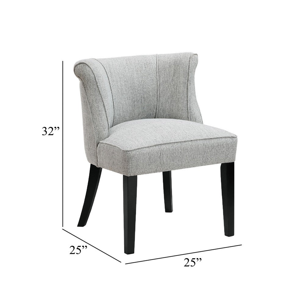 Benjara Vasu Accent Chair, Vertical Accents on Curved Back, Gray Polyester