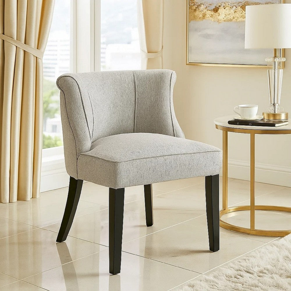 Benjara Vasu Accent Chair, Vertical Accents on Curved Back, Gray Polyester