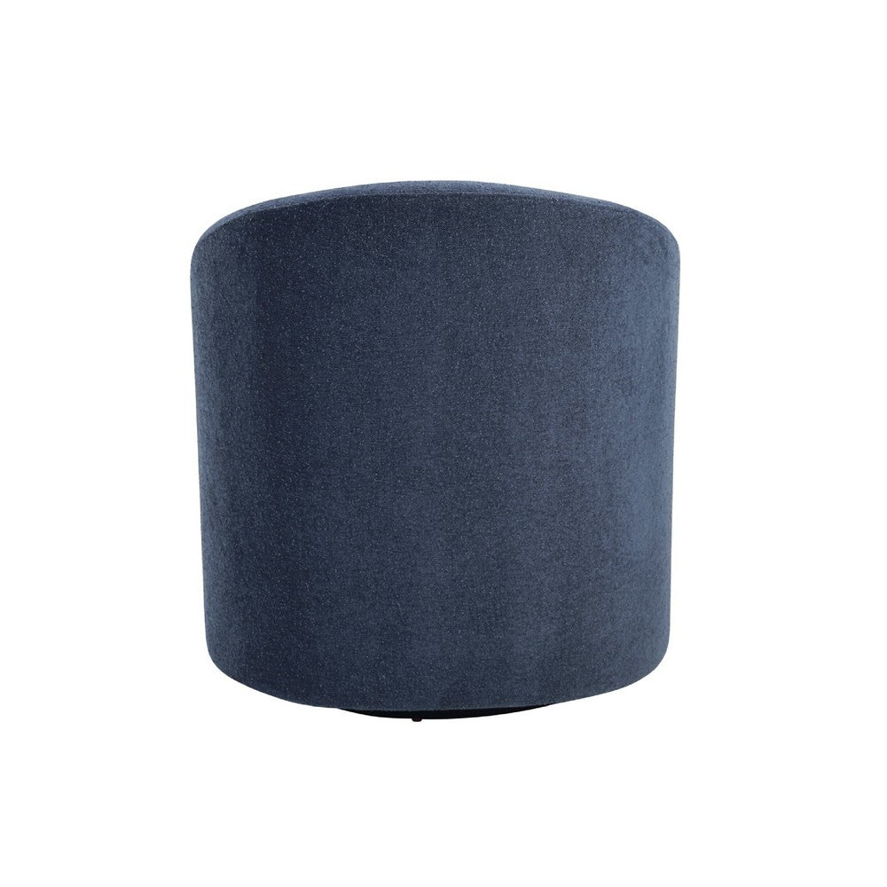 Benjara Saho Swivel Accent Chair, Barrel Style, Foam Padded, Modern Blue Boucle