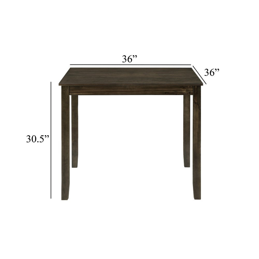 Benjara Gimi 5pc Dining Table Set, 4 X Back Faux Leather Chairs, Charcoal Brown