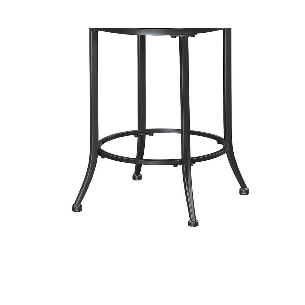 Benjara Nira Swivel Counter Chair, Brown Faux Leather, Wood Back, Black Metal