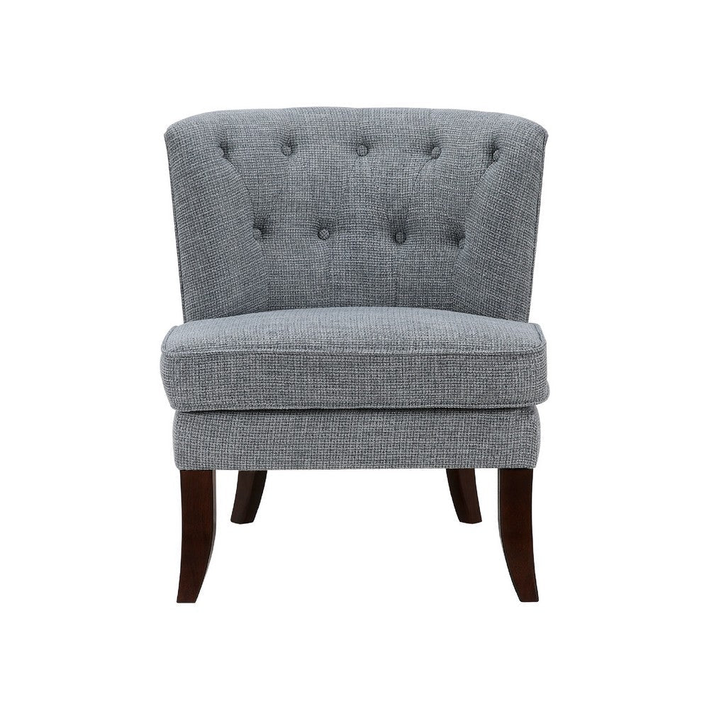 Benjara Rose Accent Chair, Button Tufted Wingback, Dark Gray Polyester, Brown