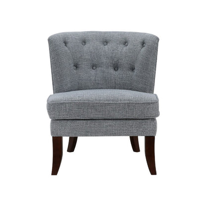 Benjara Rose Accent Chair, Button Tufted Wingback, Dark Gray Polyester, Brown