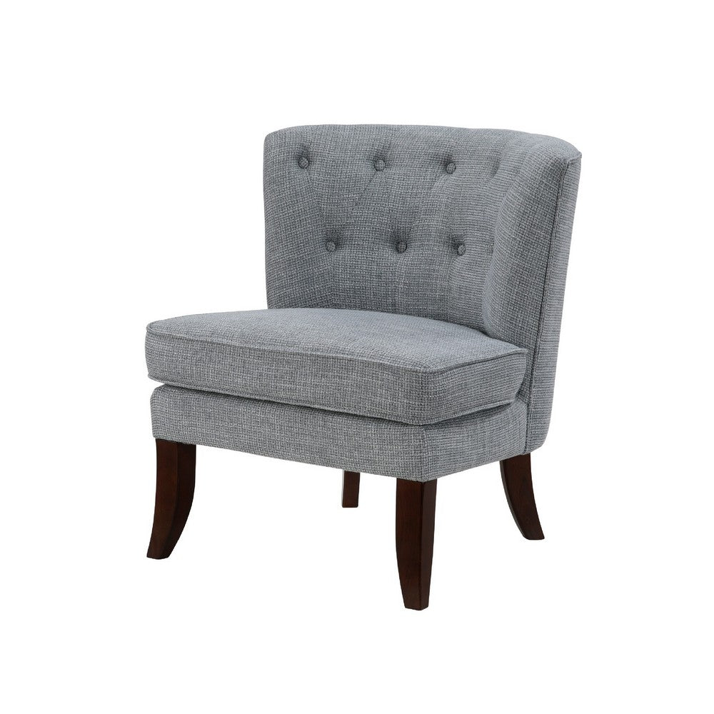 Benjara Rose Accent Chair, Button Tufted Wingback, Dark Gray Polyester, Brown