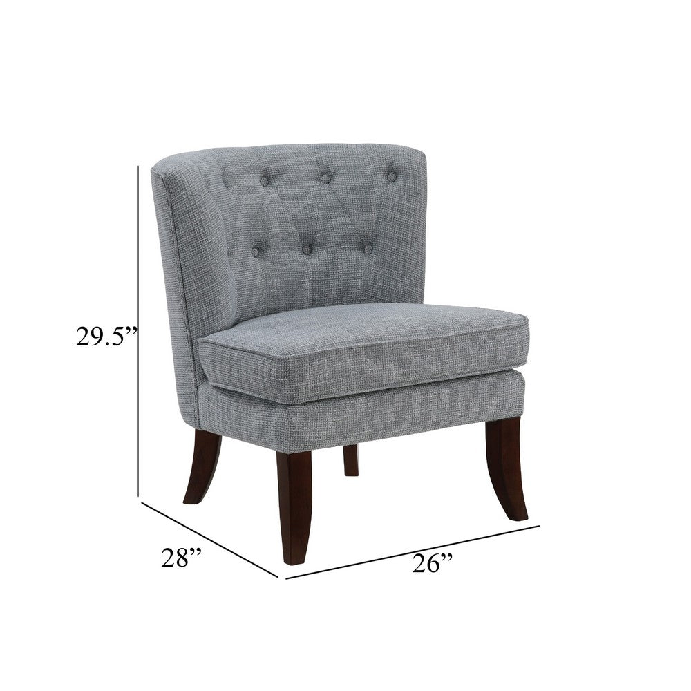 Benjara Rose Accent Chair, Button Tufted Wingback, Dark Gray Polyester, Brown