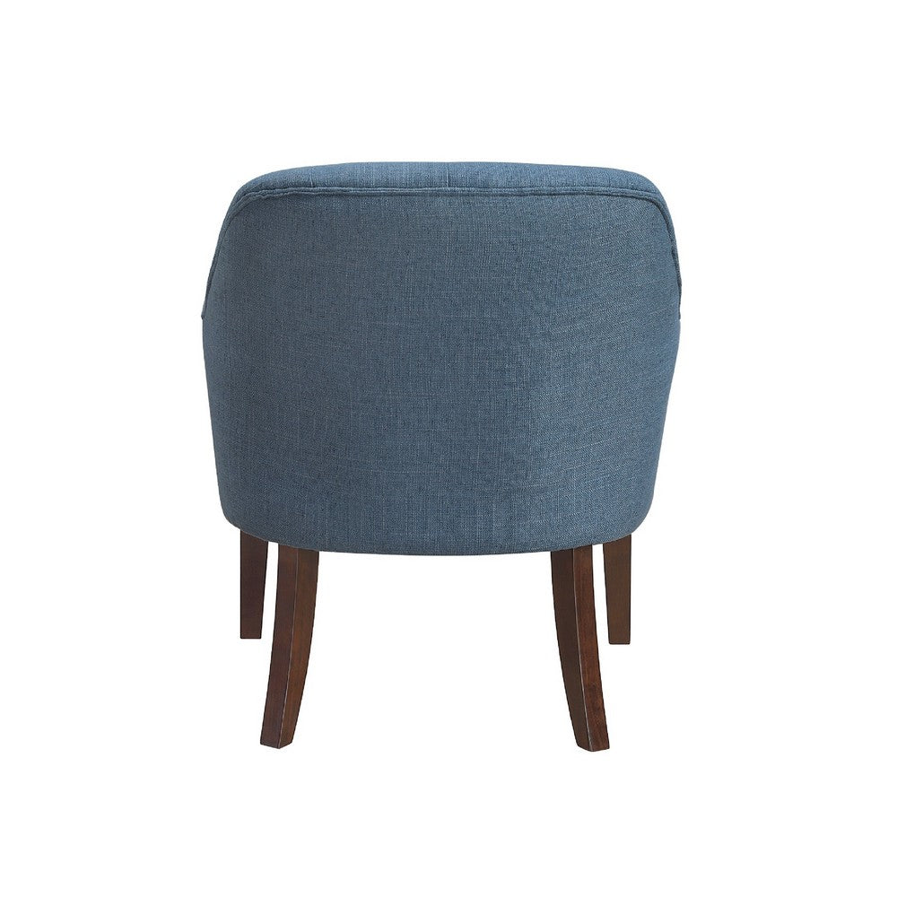 Benjara Beca Accent Armchair, Button Tufted Back, Sloped Arms, Blue Polyester