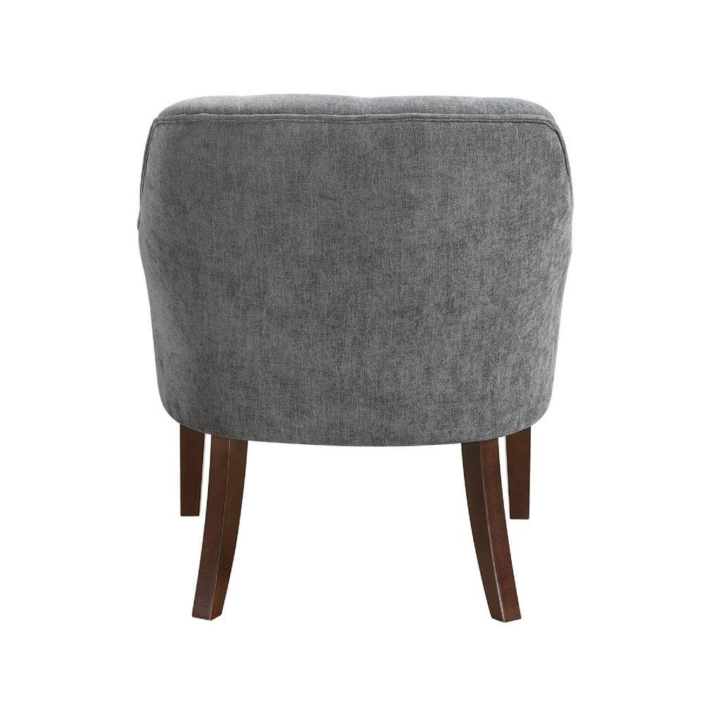 Benjara Beca Accent Armchair, Button Tufted Back, Sloped Arms, Gray Polyester