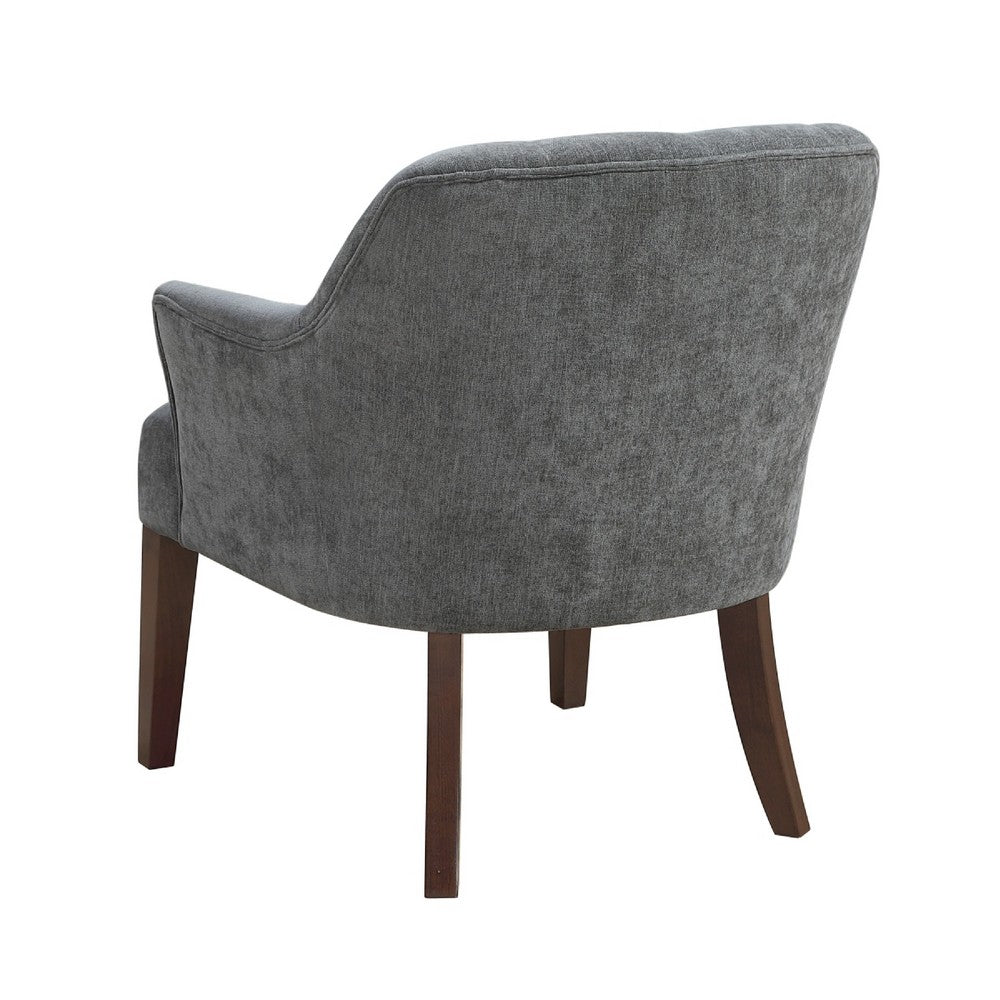Benjara Beca Accent Armchair, Button Tufted Back, Sloped Arms, Gray Polyester
