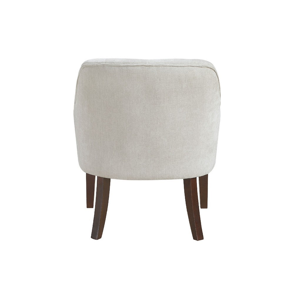 Benjara Beca Accent Armchair, Button Tufted Back, Sloped Arms, Beige Polyester