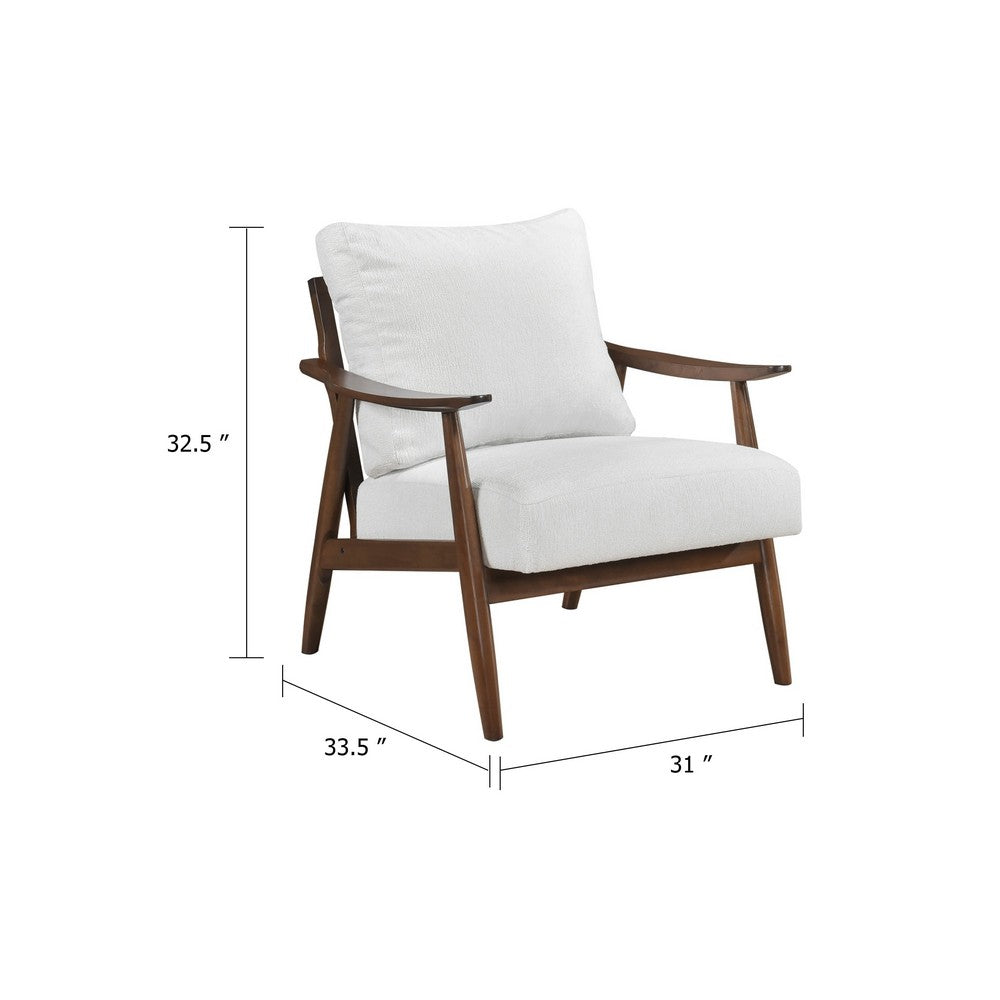 Benjara Toni Accent Chair, Foam Fill Beige Polyester, Slat Back Dark Brown Wood