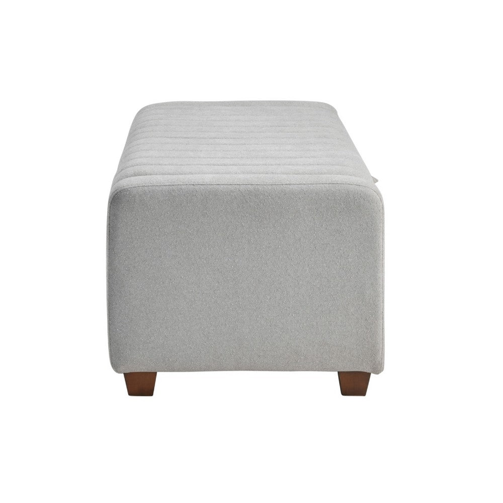 Benjara Doa Storage Bench, Channel Tufted, Gray Boucle Upholstery 50 Inch