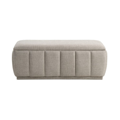 Benjara Jia Storage Bench, Wide Channel Tufted Taupe Polyester 47 Inch
