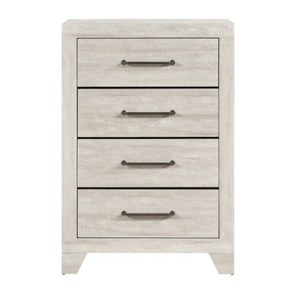 Benjara Ava Tall Dresser Chest, 4 Drawers w Antique Silver Bar Handles, Dusty Gray