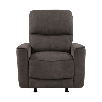 Benjara Ray Rocker Manual Reclining Chair, Chocolate Brown Polished Microfiber