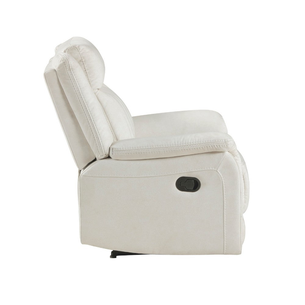 Benjara Nez Manual Reclining Chair, Contrast Edges, Beige Polished Microfiber