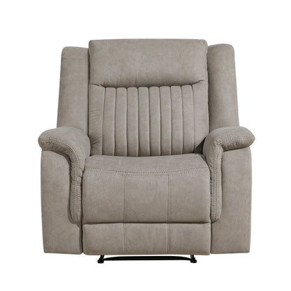 Benjara Nez Manual Reclining Chair, Contrast Edges, Dove Gray Microfiber