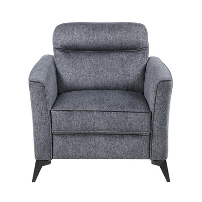 Benjara Teli Sofa Chair, Textured Dark Gray Microfiber, Black Metal Legs