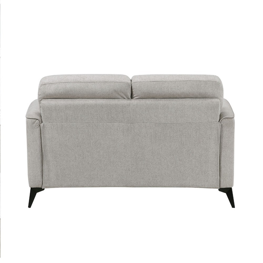 Benjara Teli Loveseat, Light Tan Brown Microfiber, Black Metal Legs, 57 Inch