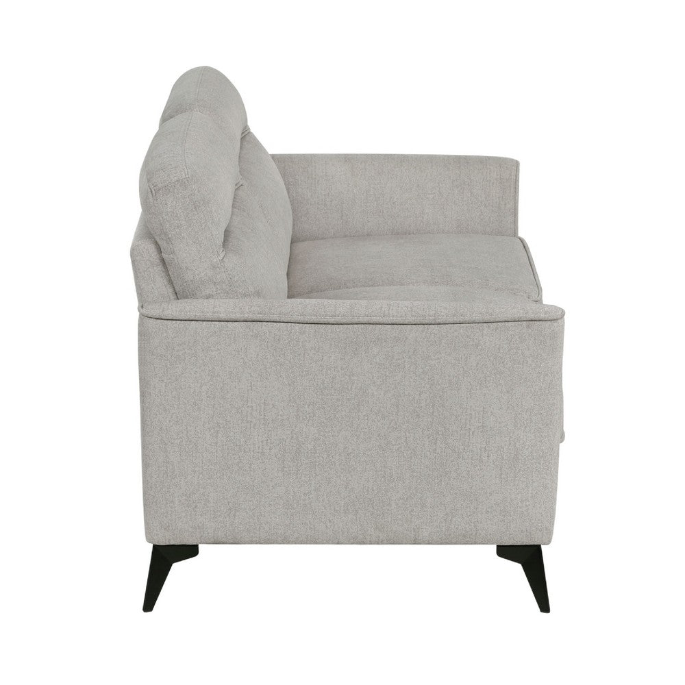Benjara Teli Loveseat, Light Tan Brown Microfiber, Black Metal Legs, 57 Inch