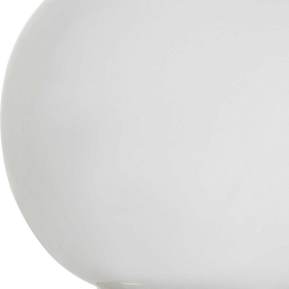 Benjara Roe Table Lamp, White Linen Shade, White Gourd Ceramic Body, 26 Inch