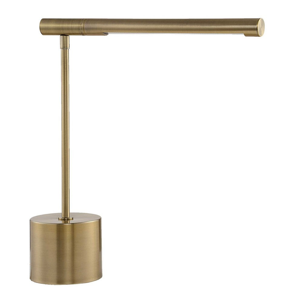 Benjara Lra Desk Lamp, Rotating Arm, LED Light System, Antique Brass 17 Inch