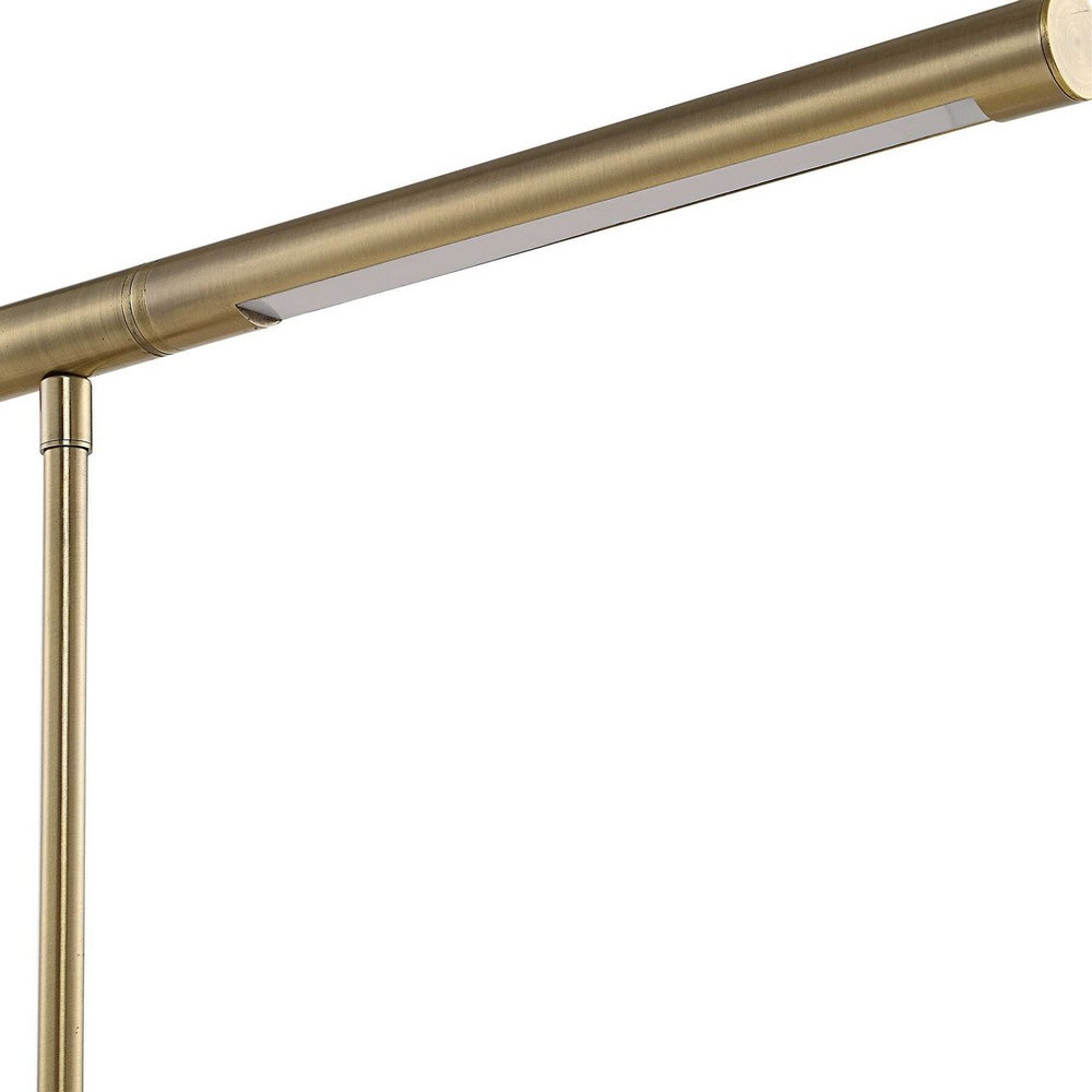 Benjara Lra Desk Lamp, Rotating Arm, LED Light System, Antique Brass 17 Inch