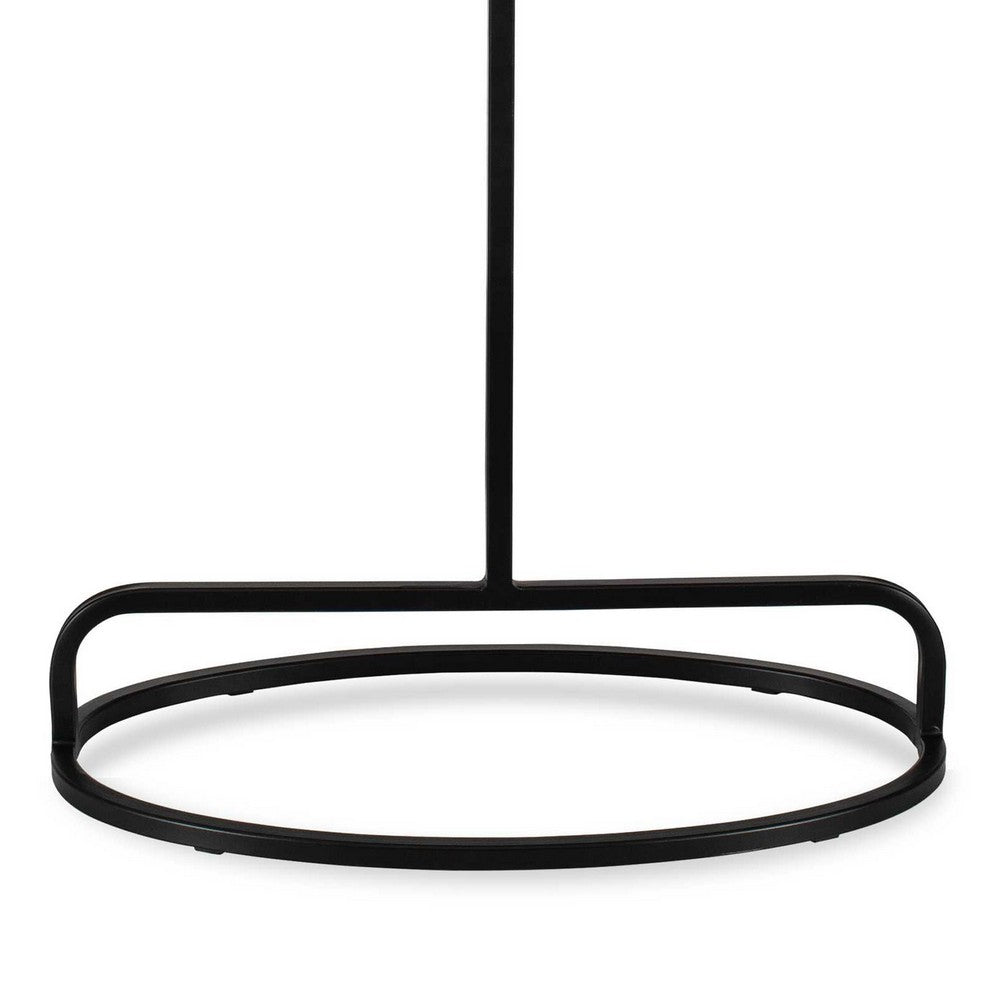 Benjara Weny Accent Table, 21 Inch Oval Top, Black Aluminium And Iron Base