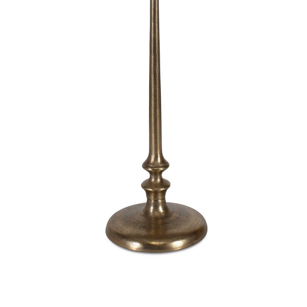Benjara Viny Accent Table, 10 Inch Round Top w Scalloped Edges, Antique Brass