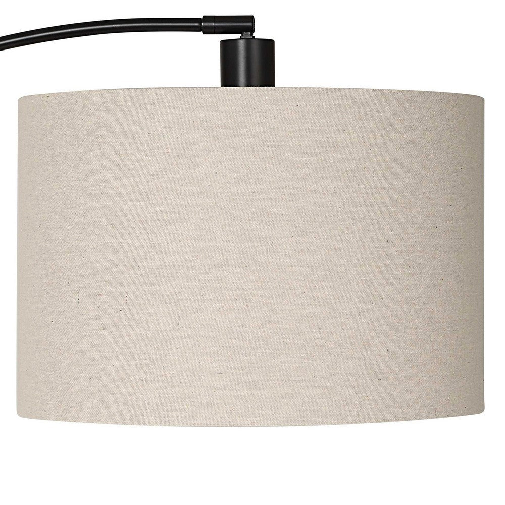 Benjara Arc Floor Lamp, Off White Linen Shade, Black Metal Frame, 68 Inch