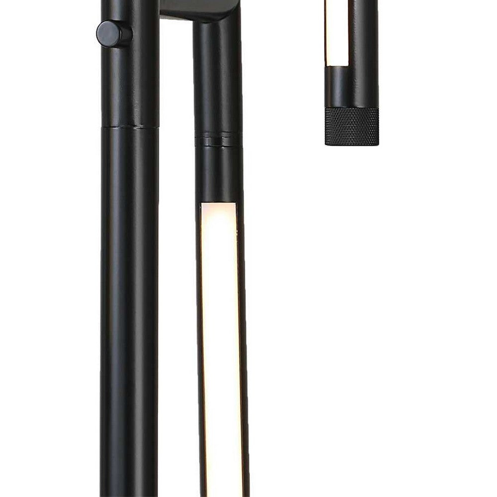 Benjara Modern Floor Lamp with Rotating LED Arms And Dimmer, 72 Inch Black