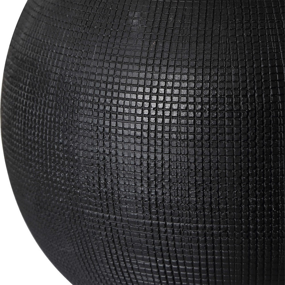 Benjara Table Lamp, White Linen Shade, 23 Inch Black And White Ceramic Accent