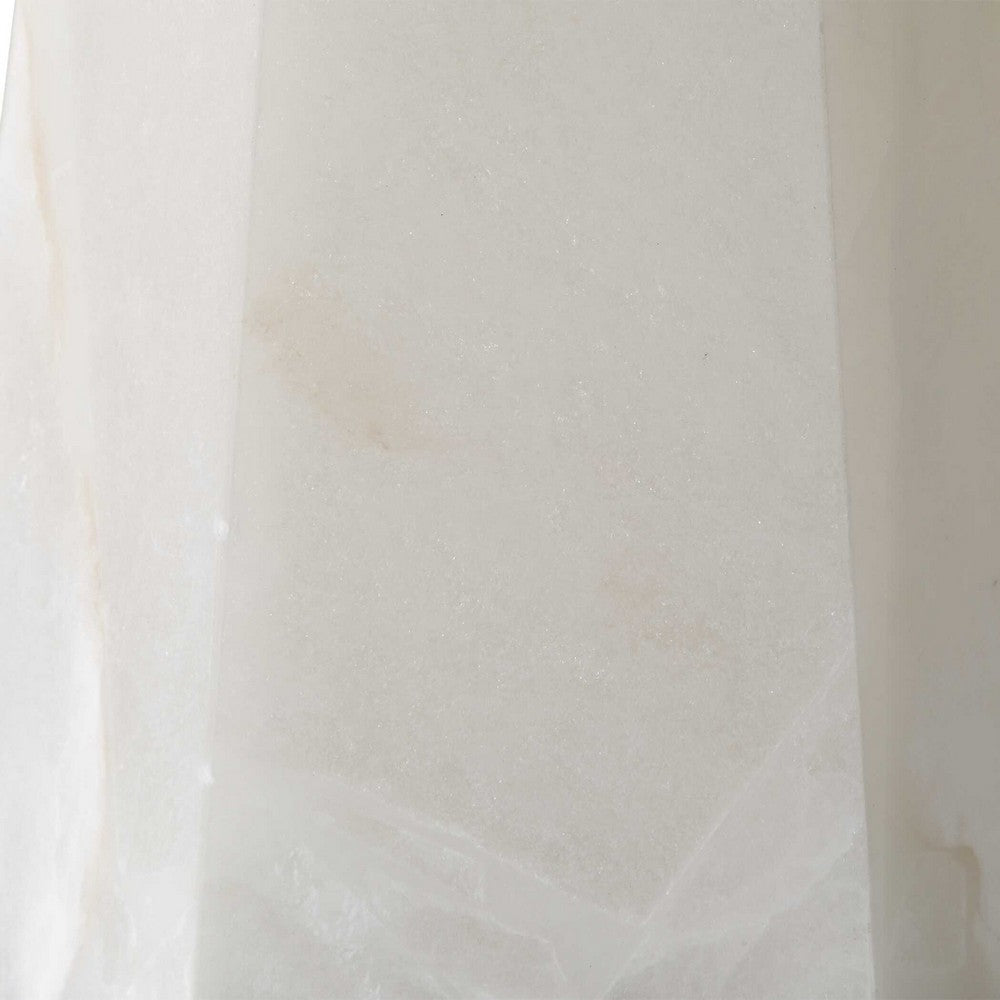 Benjara Accent Table Lamp, Cream Marble Base, Off White Linen Shade, 23 Inch