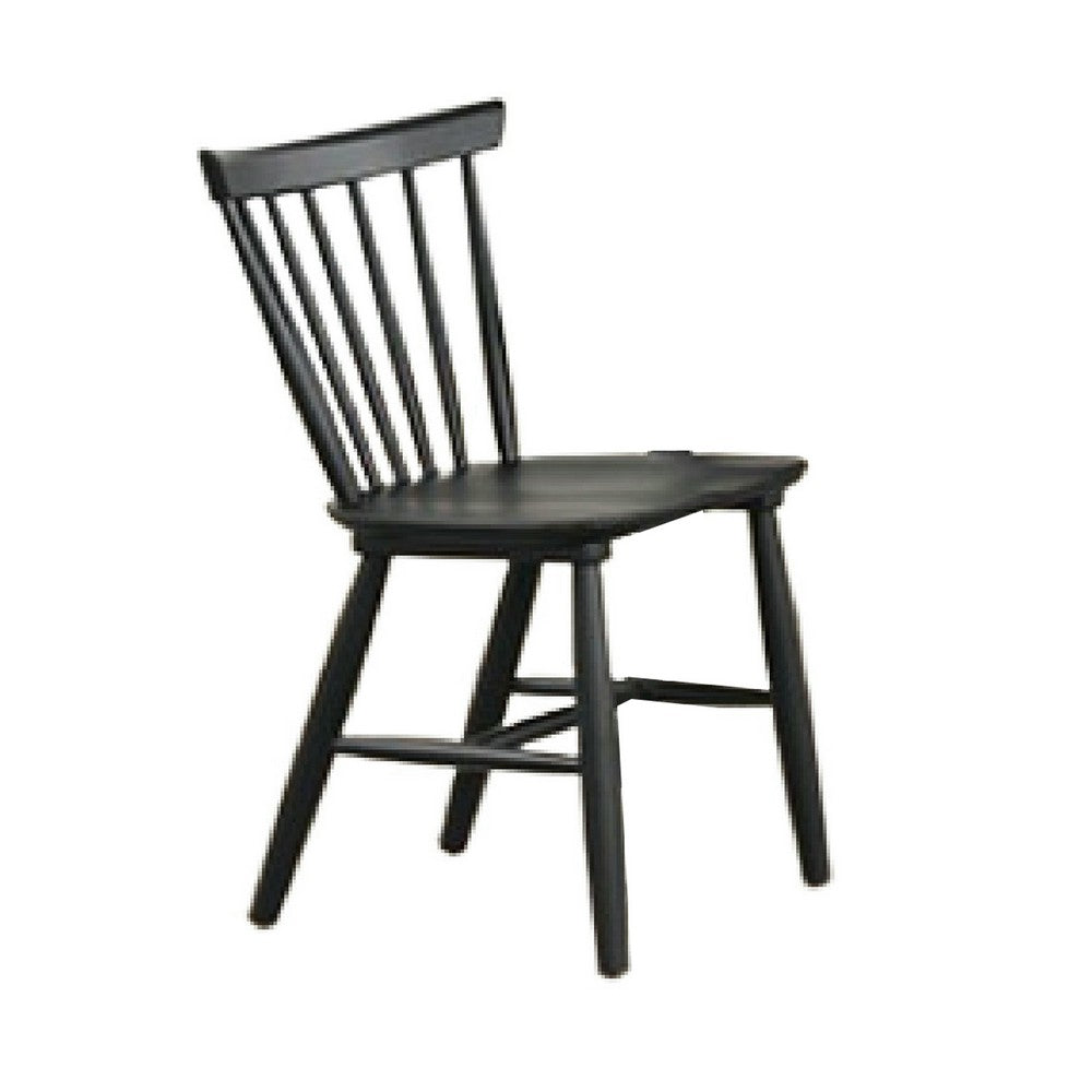 Benjara Baylee 7pc Dining Table Set with 6 Farmhouse Chairs, Black Wood