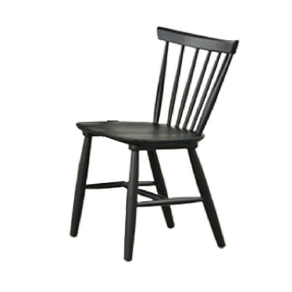 Benjara Baylee 7pc Dining Table Set with 6 Farmhouse Chairs, Black Wood