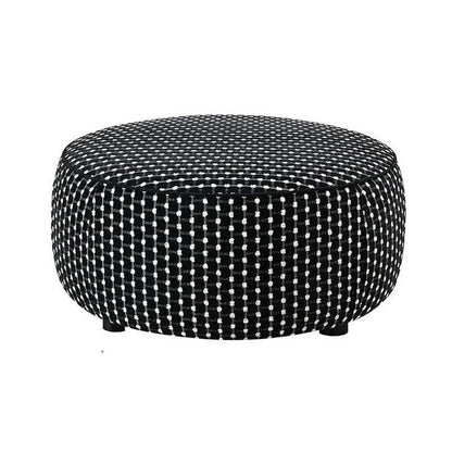 Benjara Viani Accent Ottoman, Square Dotted Pattern, Black Chenille 36 Inch